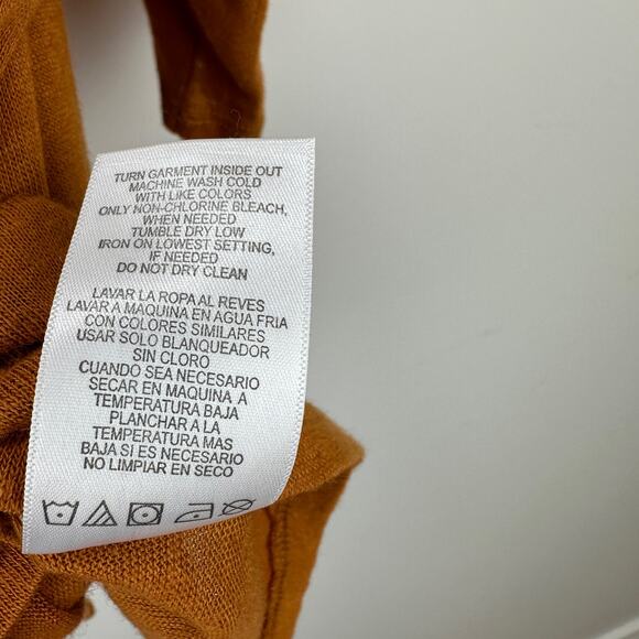 Every Linen Blend Knit Top Cinched Ruched Copper Orange Comfy Cropped Large NWT - Picture 7 of 9